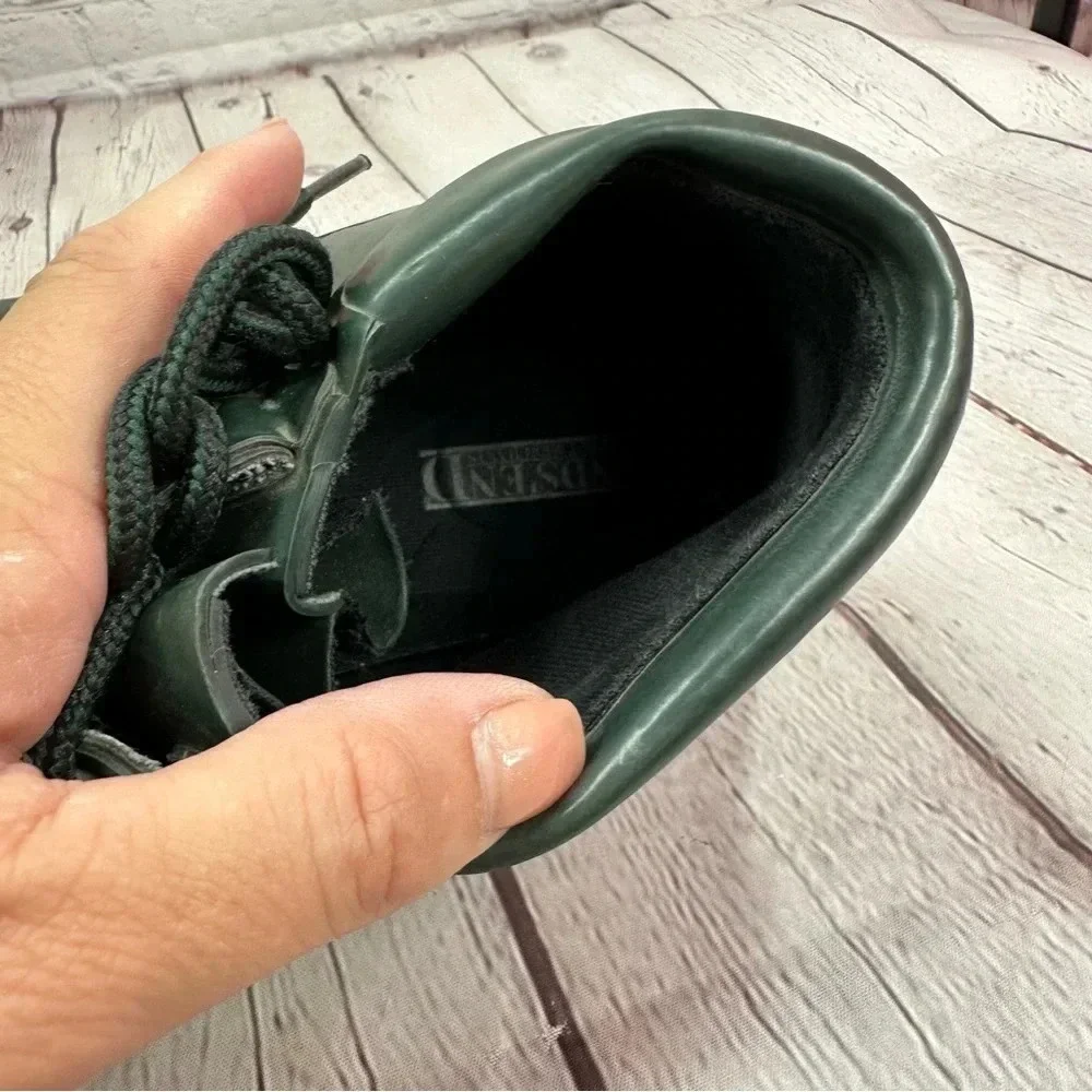 lands' end vintage 90s rain boots forest green tan ankle lace up womens sz 9